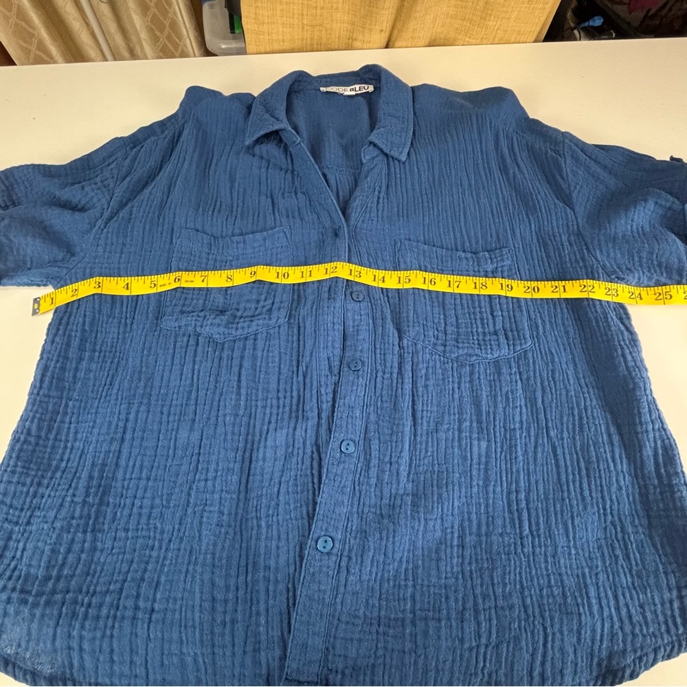 Code Bleu Deep Blue Button-Down 100% cotton Shirt L - Picture 11 of 16